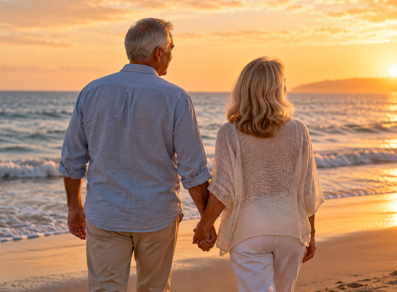 Senior couple relaxing together at home